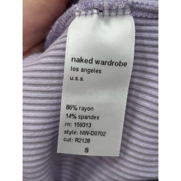 Naked Wardrobe Mini Dress Snatched Vibes Long Sleeve Rib Knit Purple Small NWT - Picture 9 of 10